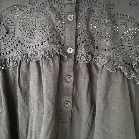 BODEN Broderie Frill Cotton Shirt Black ASO Kate Middleton - Picture 6 of 16